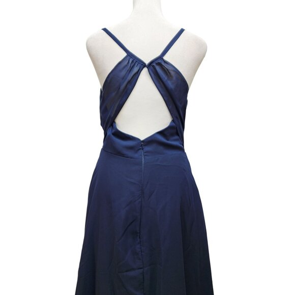 Elegant Navy Blue V-Neck Wedding party dress Size 6 - Picture 2 of 11